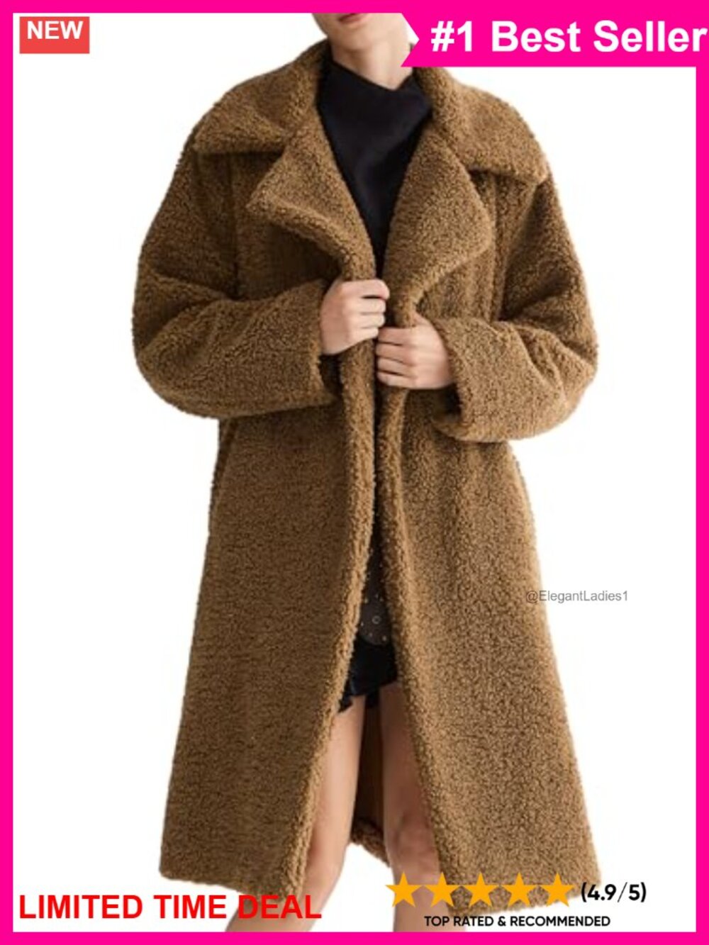 Oversized Teddy Fleece Coat Mid-Length Faux Fur Sherpa Jacket